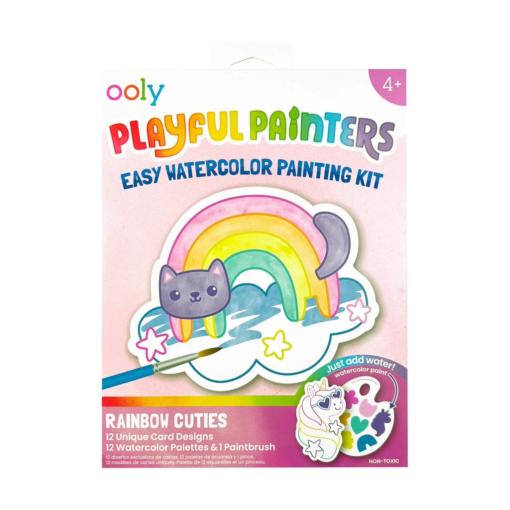 PLAYFUL PAINTERS: EASY WATERCOLOUR PAINTING KIT - RAINBOW CUTIES