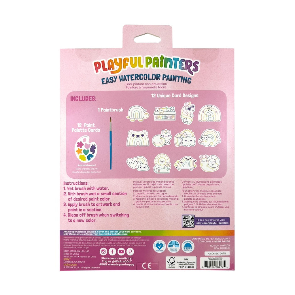 PLAYFUL PAINTERS: EASY WATERCOLOUR PAINTING KIT - RAINBOW CUTIES