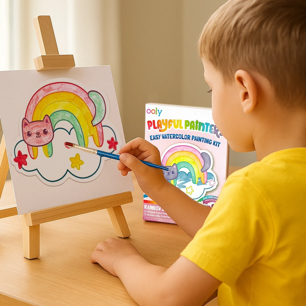 PLAYFUL PAINTERS: EASY WATERCOLOUR PAINTING KIT - RAINBOW CUTIES