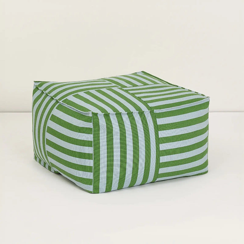 VIBES OTTOMAN BEANBAG - OTTO ADULT SIZE - Green/Blue Stripe