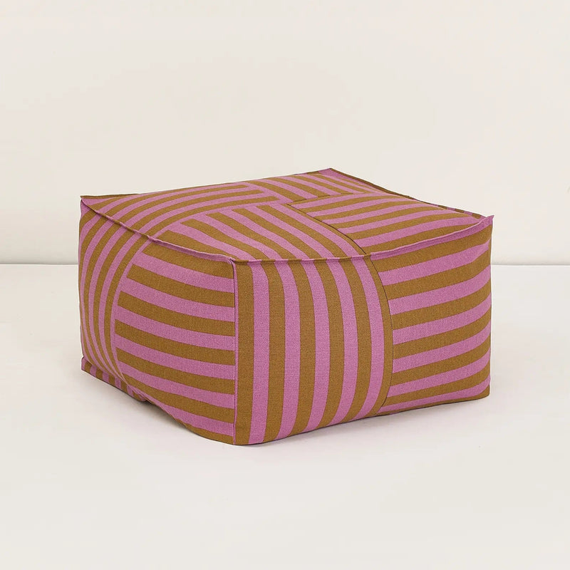 VIBES OTTOMAN BEANBAG - OTTO ADULT SIZE - Pink/Curry Stripe