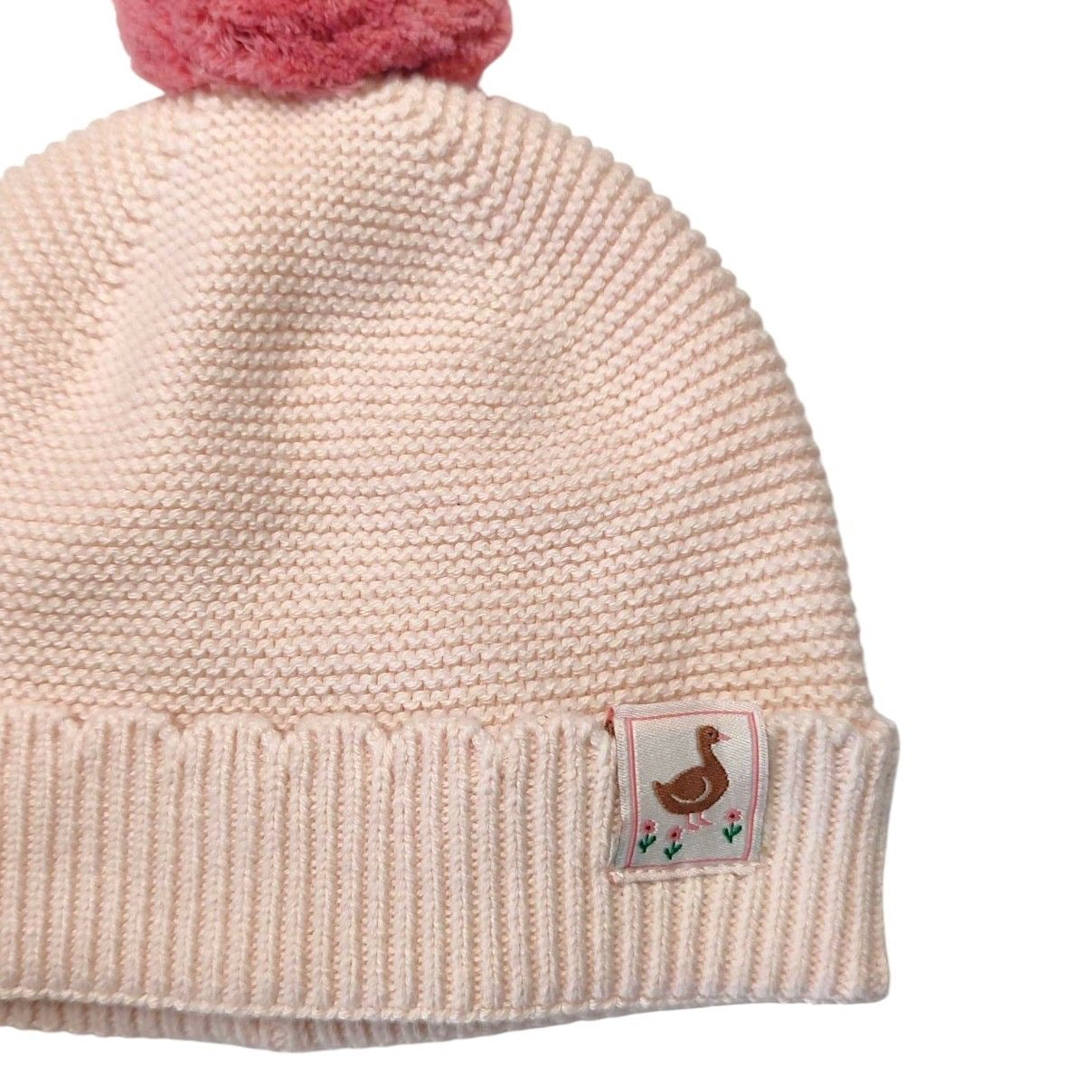 KNIT BOBBLE HAT -  LIGHT PINK