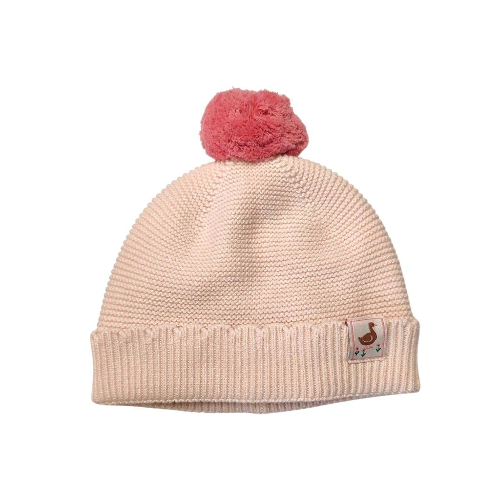 KNIT BOBBLE HAT -  LIGHT PINK