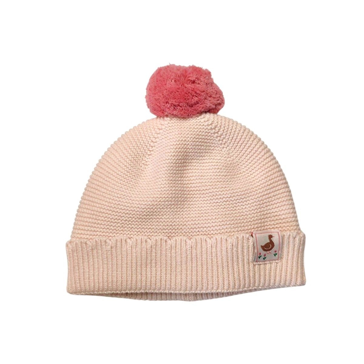 KNIT BOBBLE HAT -  LIGHT PINK