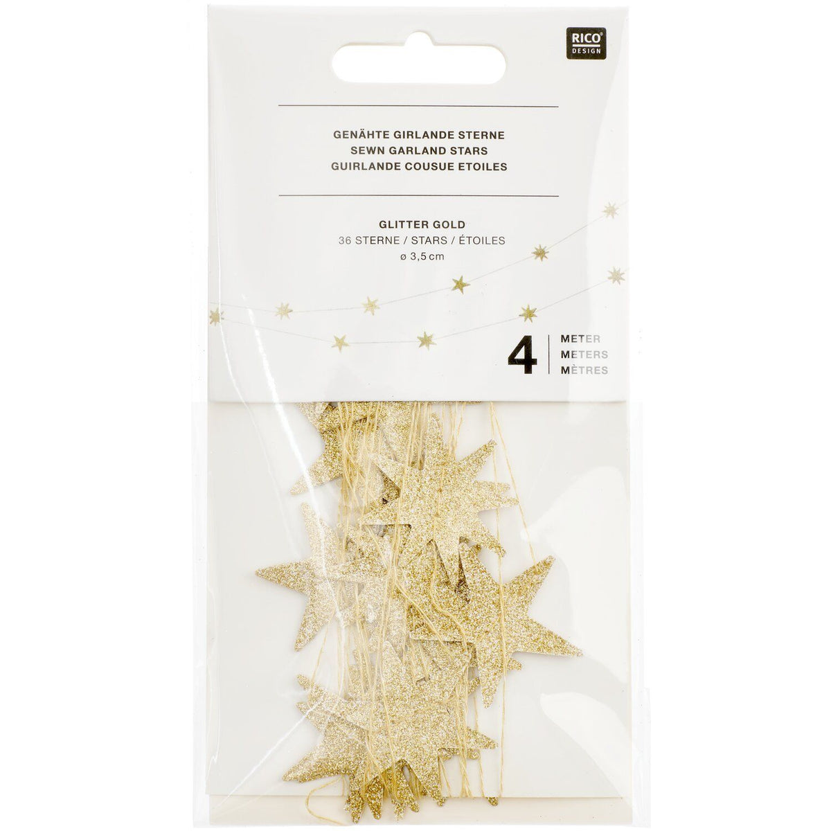 SEWN GARLAND - ADVENT GOLD STARS (5M)