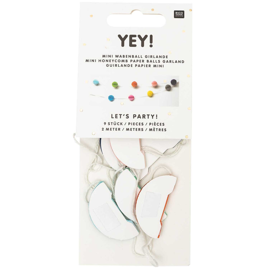 MINI HONEYCOMB PAPER BALLS GARLAND - MULTI