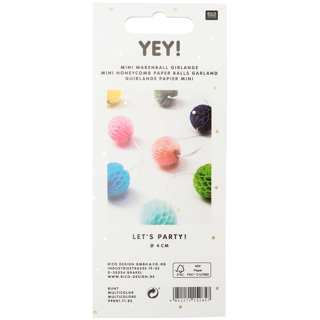MINI HONEYCOMB PAPER BALLS GARLAND - MULTI