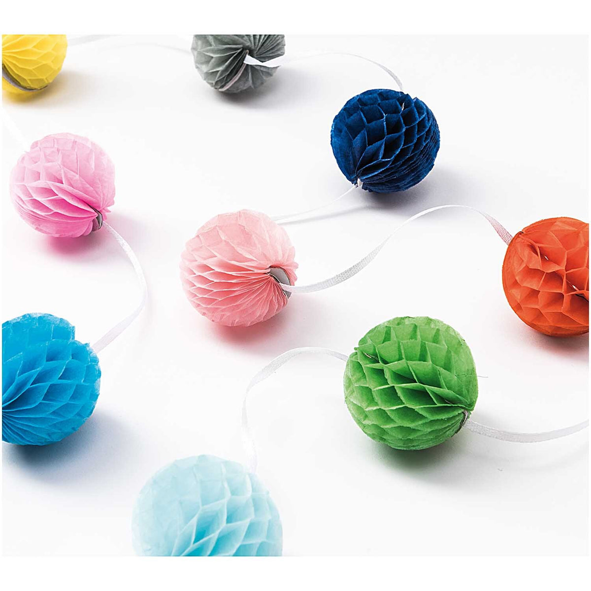 MINI HONEYCOMB PAPER BALLS GARLAND - MULTI