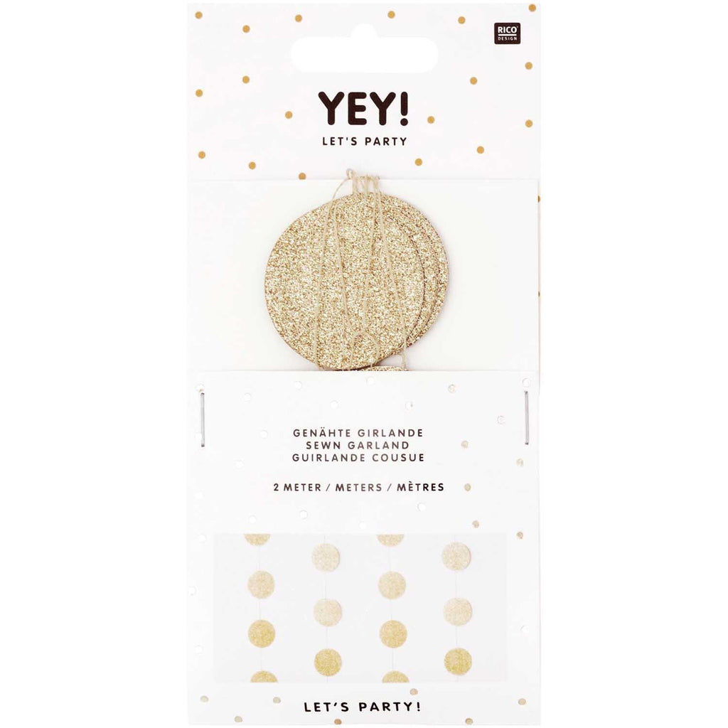 SEWN GARLAND - SMALL GLITTER GOLD CIRCLES (2M)