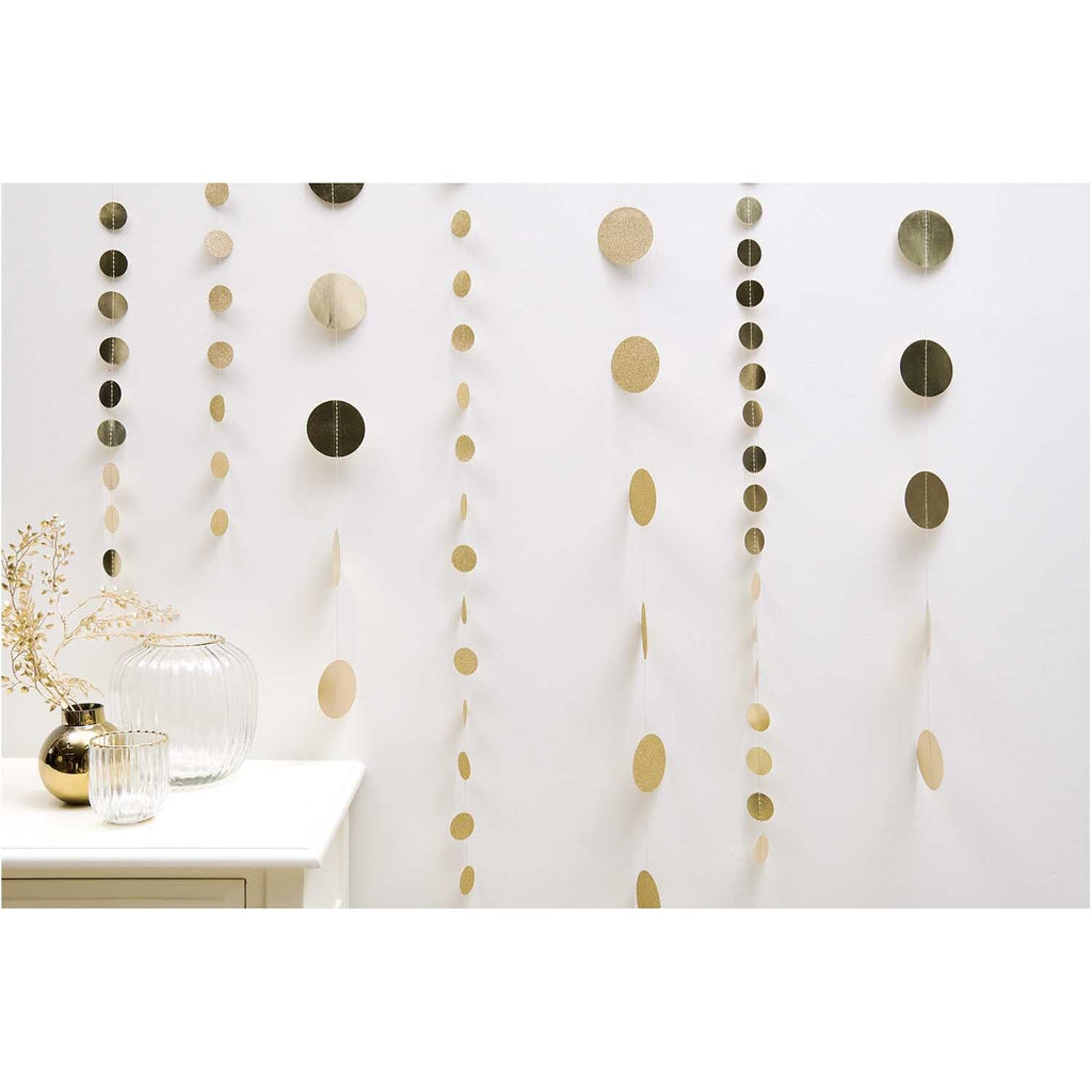 SEWN GARLAND - SMALL GLITTER GOLD CIRCLES (2M)