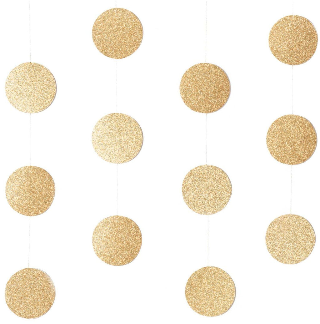 SEWN GARLAND - LARGE GLITTER GOLD CIRCLES (1.7M)