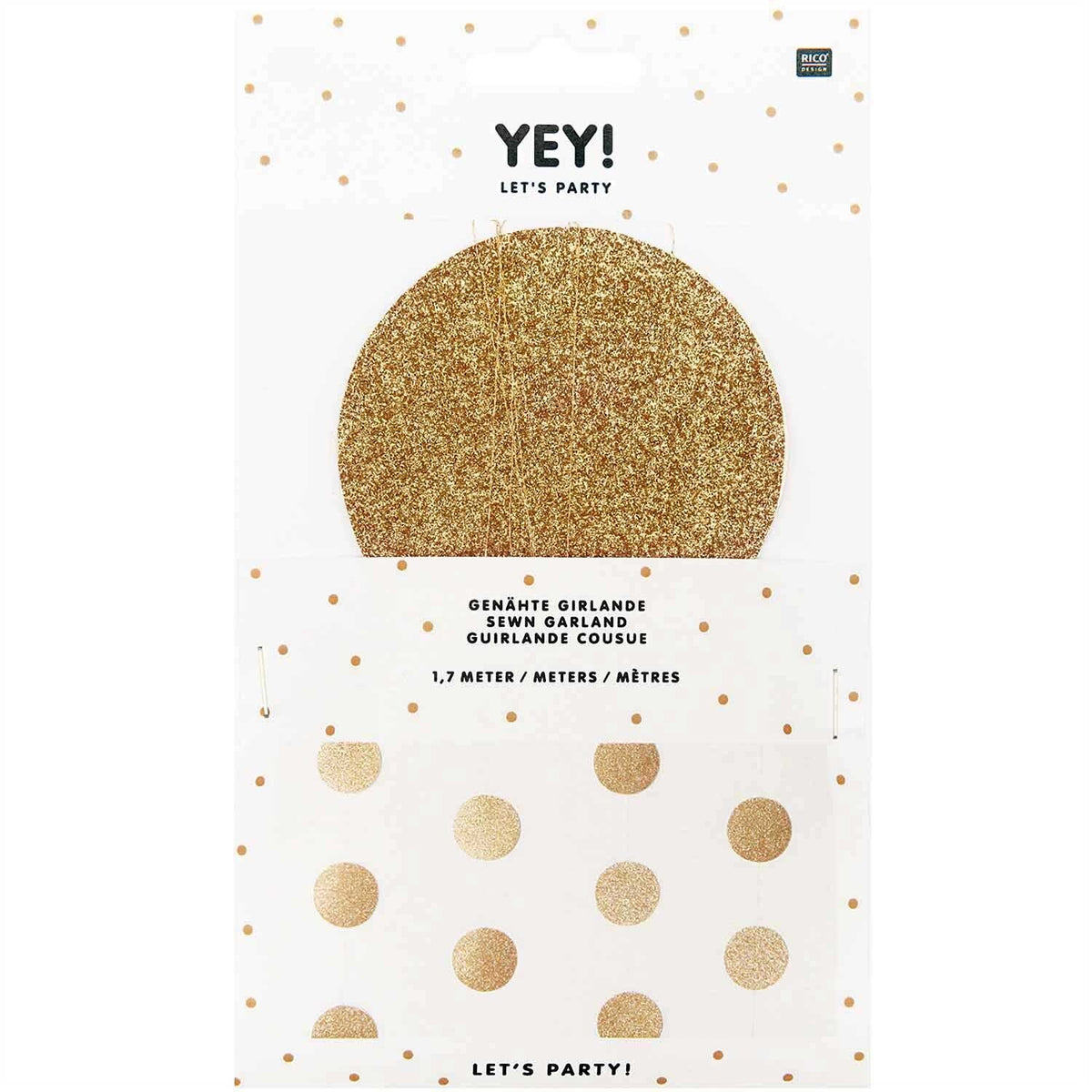 SEWN GARLAND - LARGE GLITTER GOLD CIRCLES (1.7M)