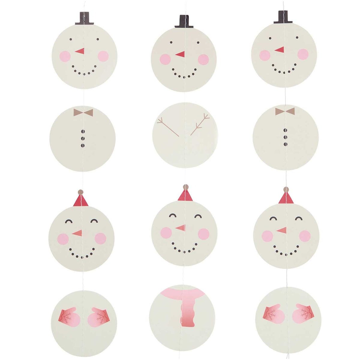 SEWN PAPER GARLAND - SNOWMEN