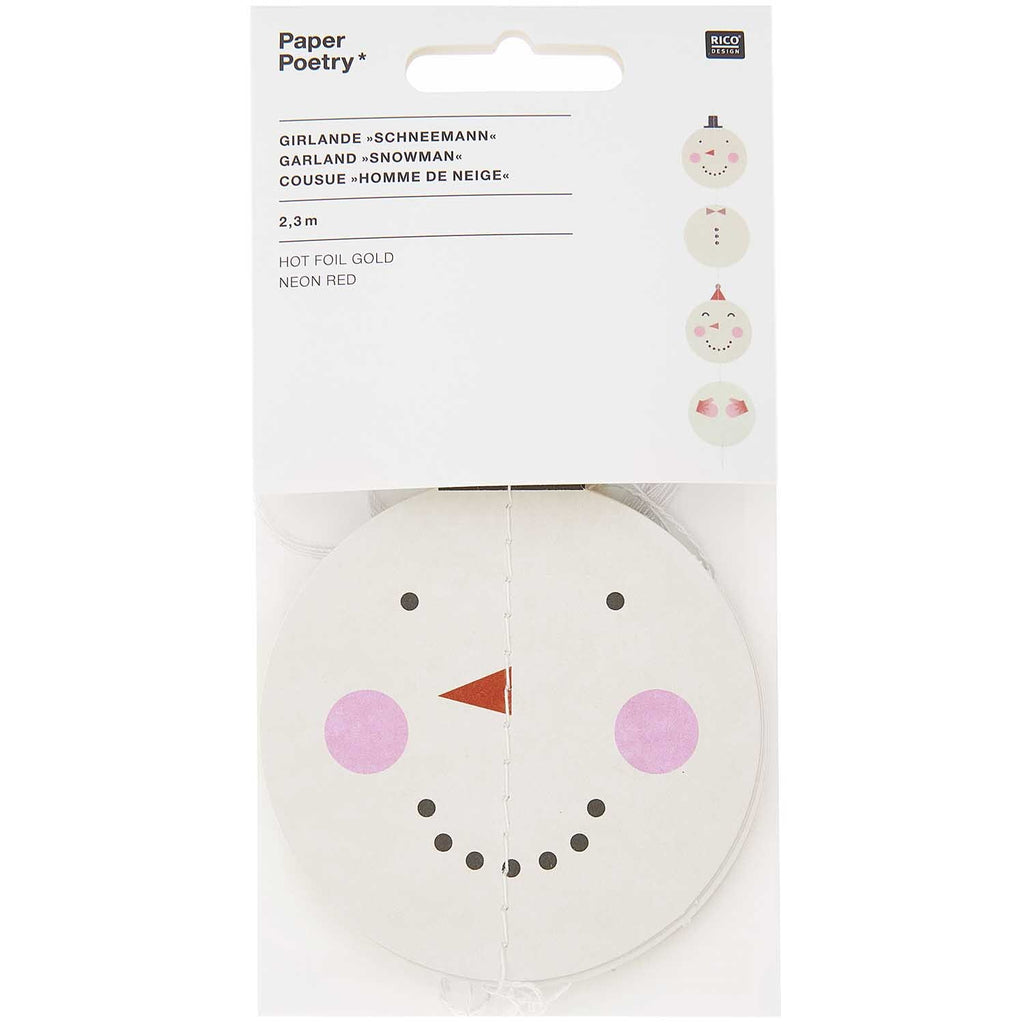 SEWN PAPER GARLAND - SNOWMEN