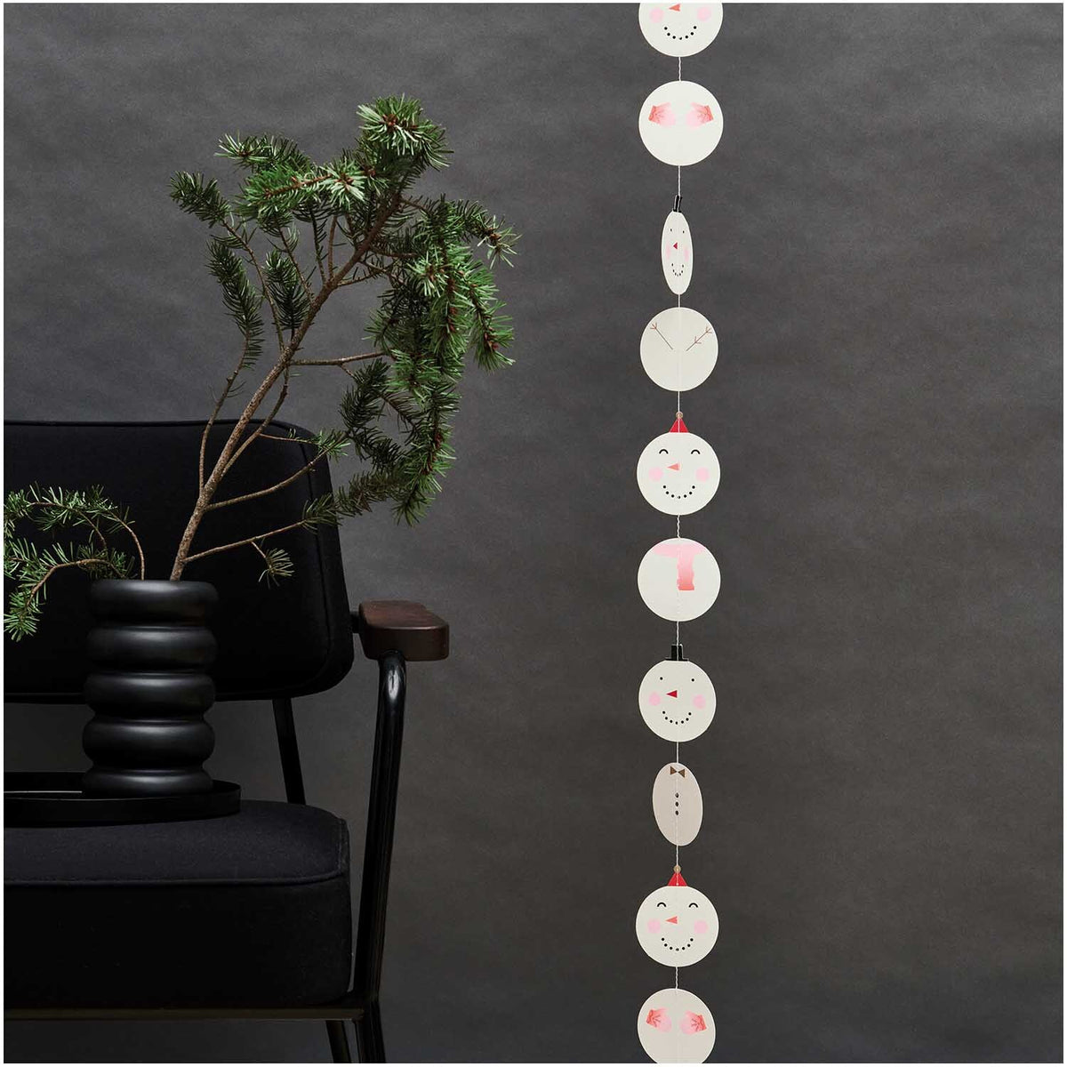 SEWN PAPER GARLAND - SNOWMEN