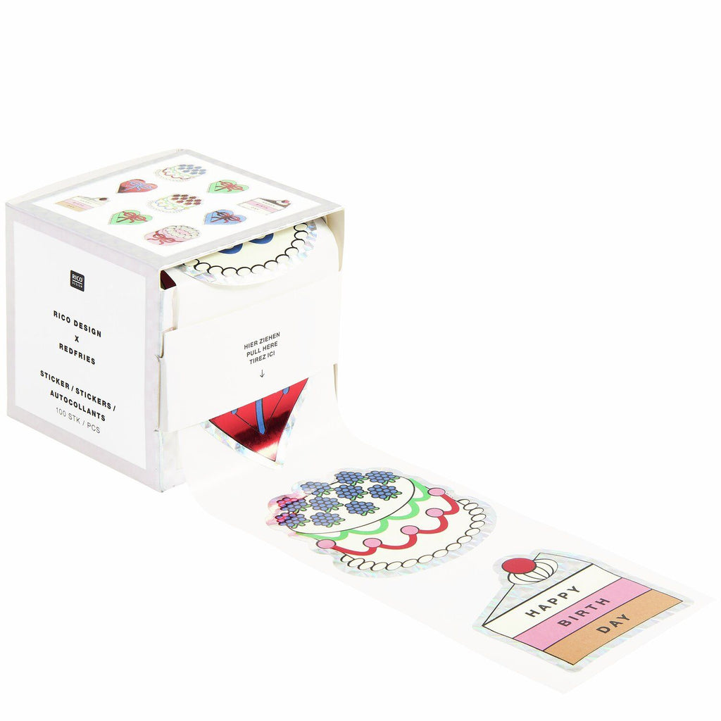 HOLOGRAPHIC STICKERS CAKES - 100 PCS