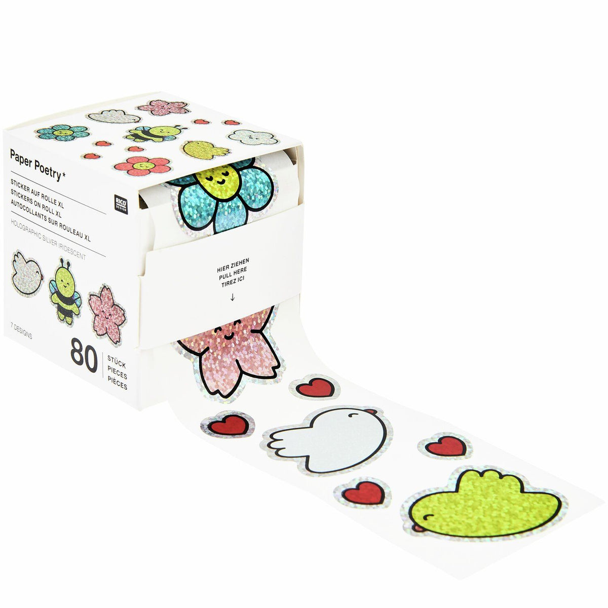HOLOGRAPHIC STICKERS CHINGU FLOWERS - 80 PCS