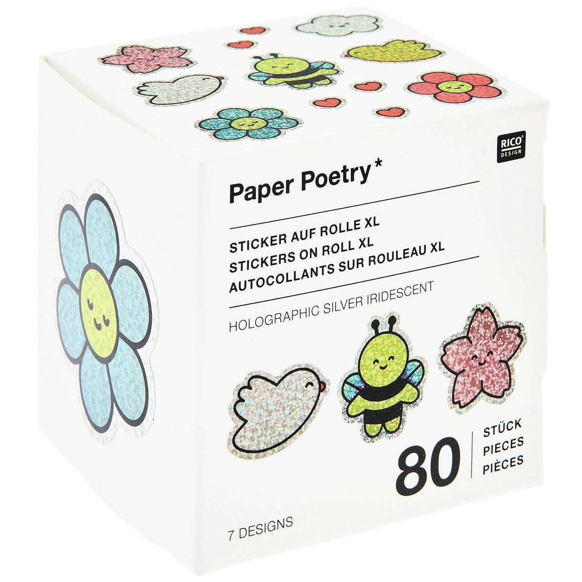 HOLOGRAPHIC STICKERS CHINGU FLOWERS - 80 PCS