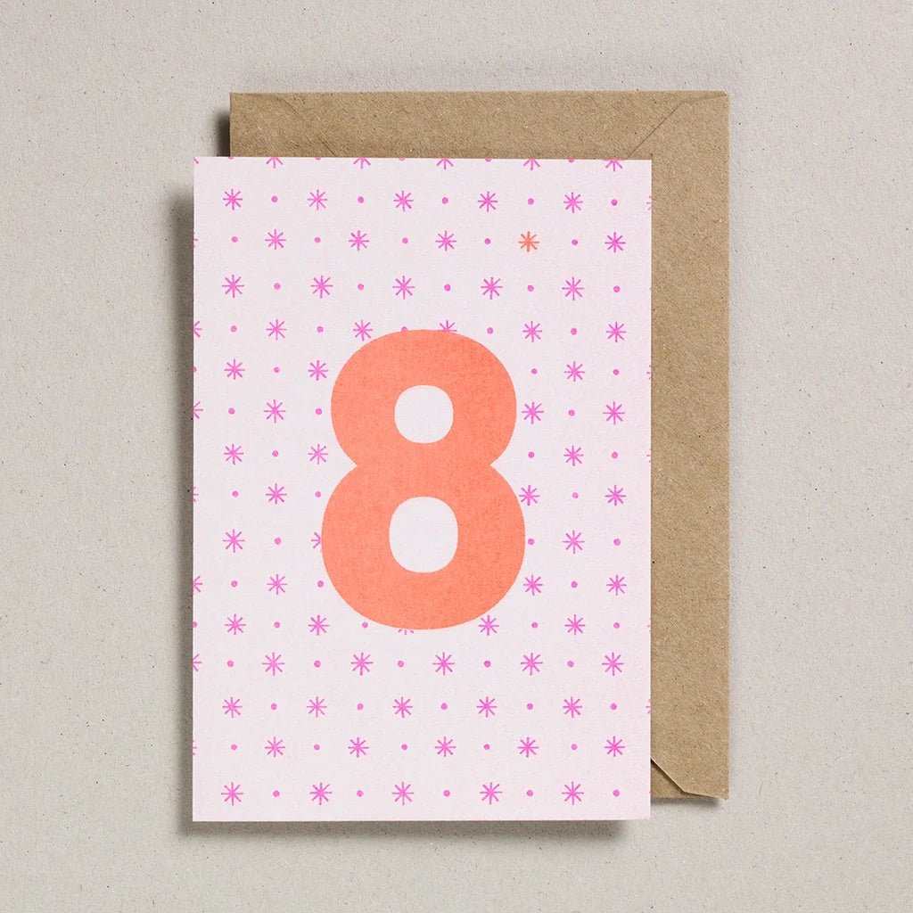 NUMBER CARD - ORANGE/PINK (AGES 1-7 YEARS)
