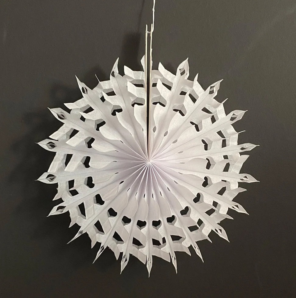 SMALL PAPER FAN 20cm - SNOWFLAKE