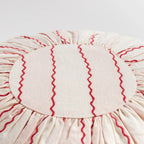 MARIONETTE EMBROIDERED STRIPE ROUND CUSHION - PINK/CREAM (WITH PAD)