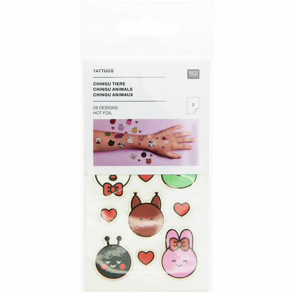 TEMPORARY TATTOOS CHINGU - ANIMALS - 2 SHEETS