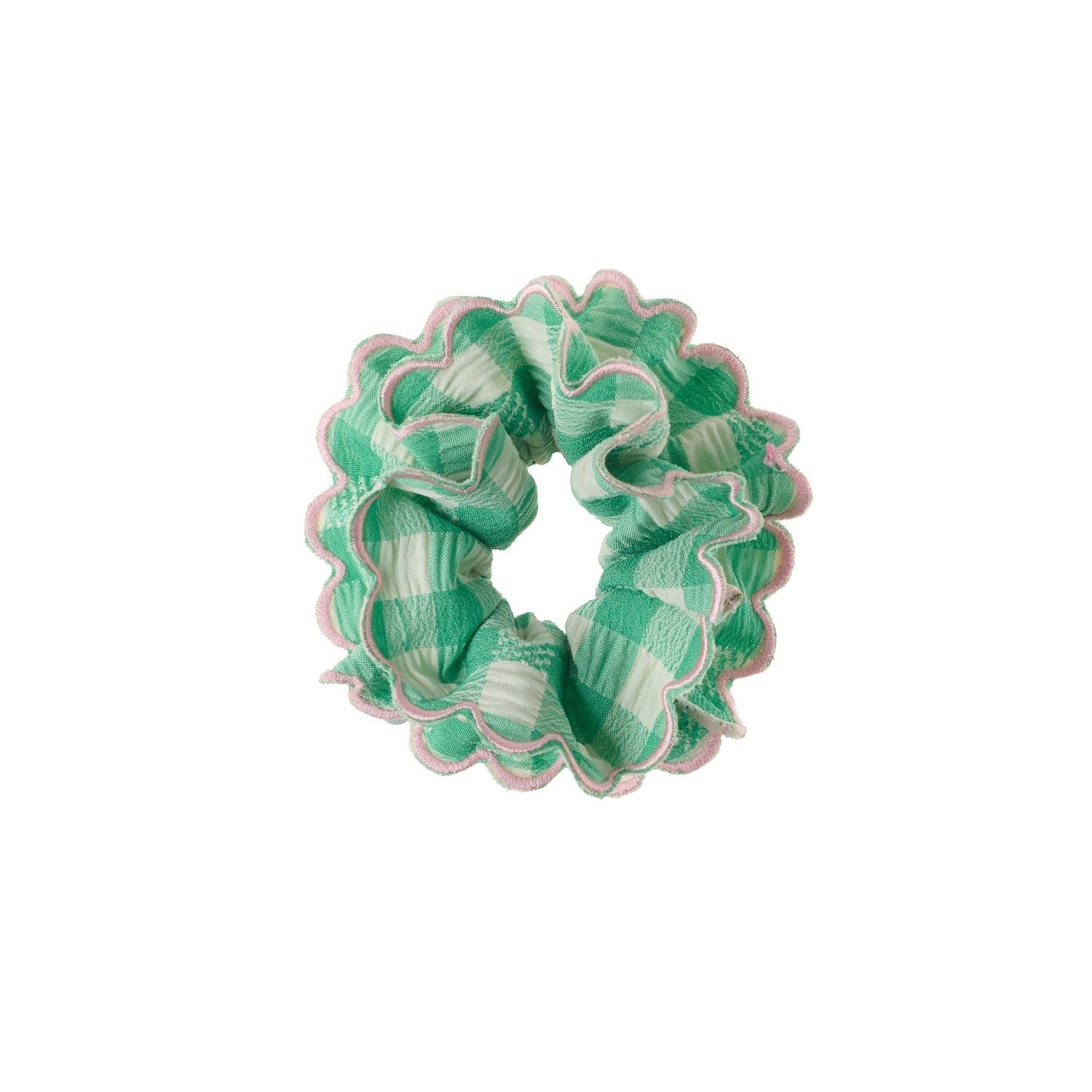 GERTIE GINGHAM SCALLOPED HAIR SCRUNCHIE
