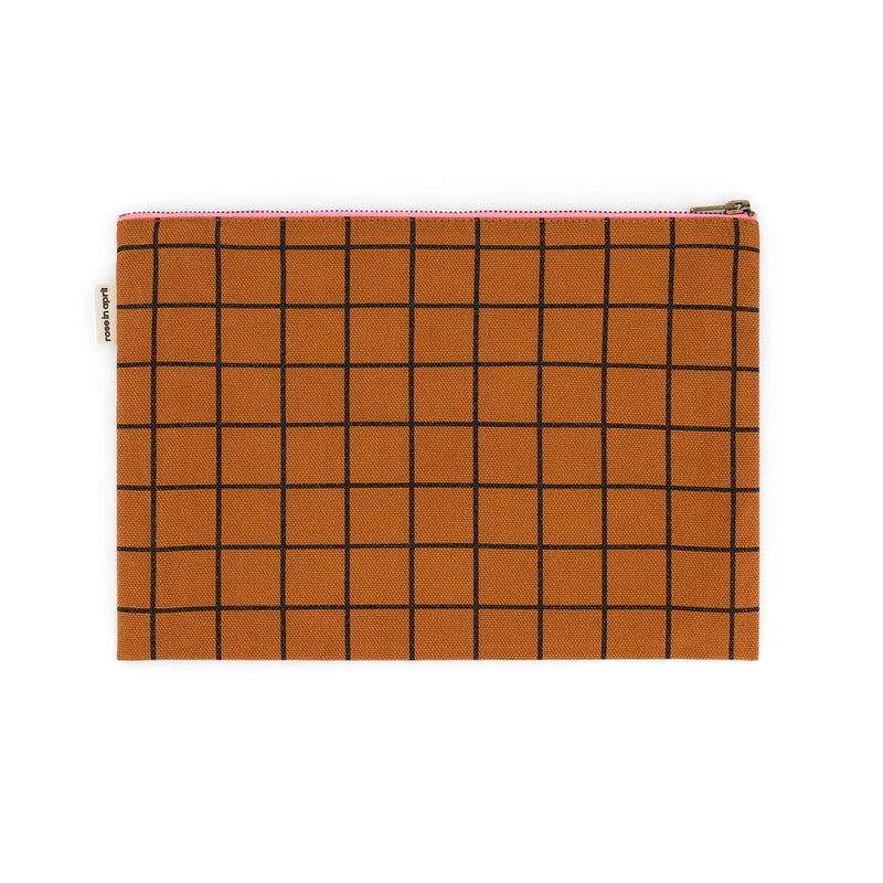 LILI LARGE FLAT POUCH - Check/Ginger