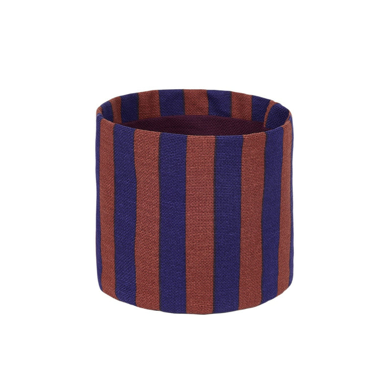 SMALL ROUND STORAGE BASKET - Maroon Ink Stripes